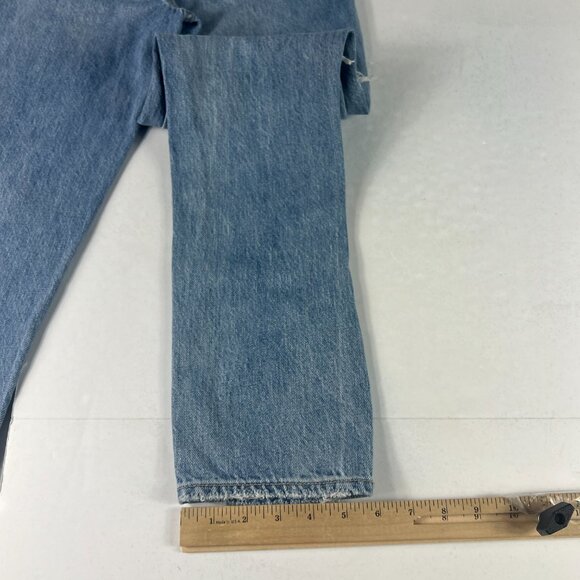 American Eagle Jeans Women's 0 Reg Mom Straight Blue Patchwork Distressed Denim - Picture 11 of 16